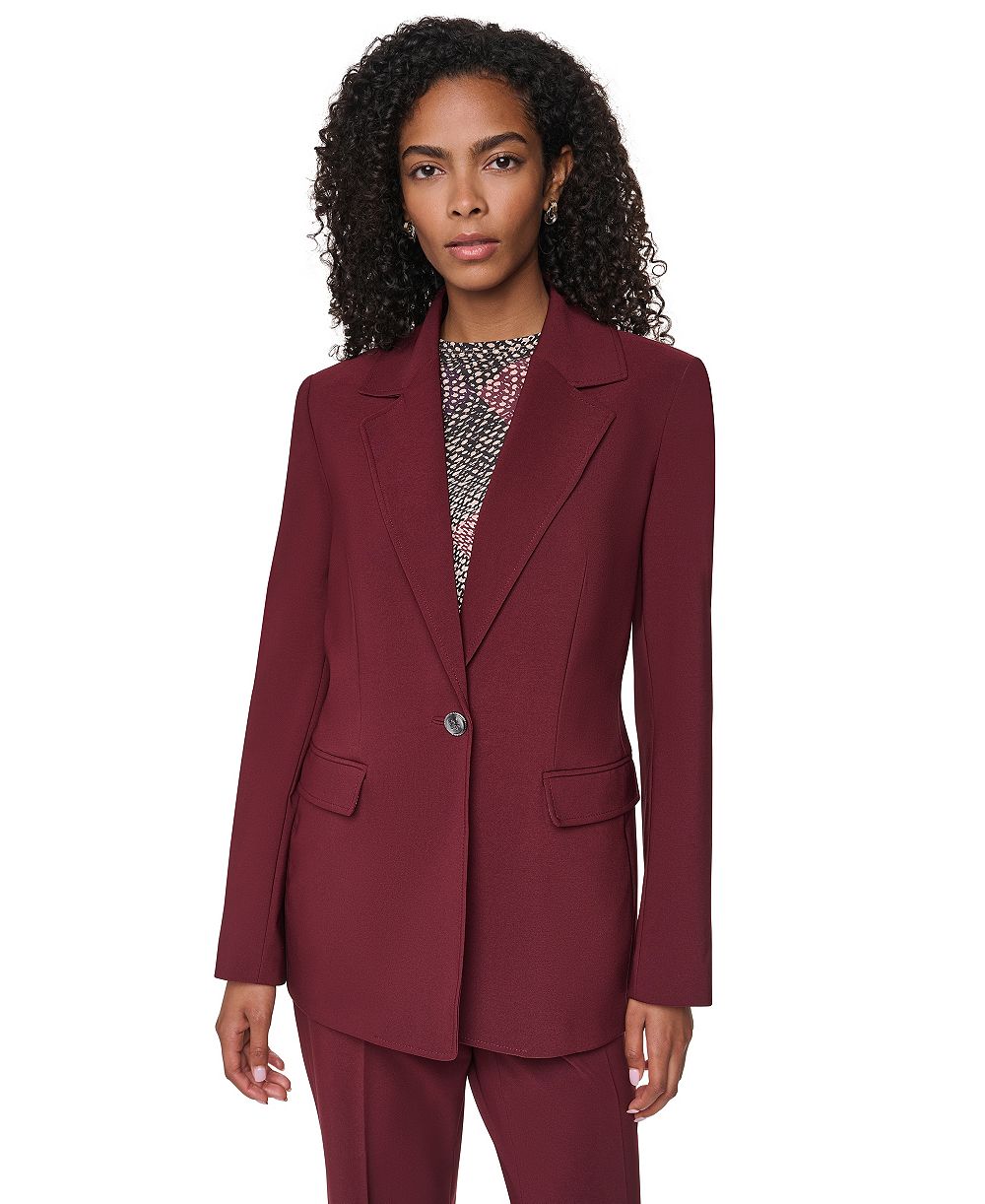 DKNY Women's Shoulder-Padded One-Button Notch-Collar Blazer