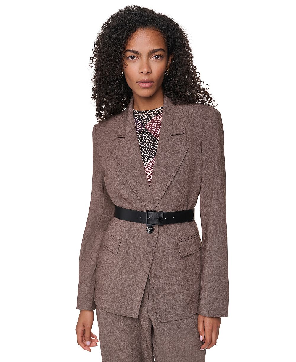 DKNY Women's Belted Notch Collar Stretch Blazer