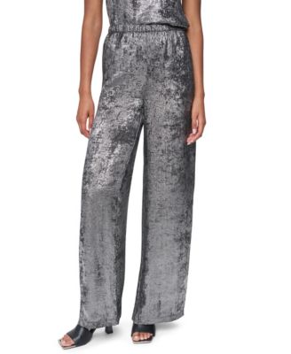 Женские брюки DKNY Empire State Steel с высокой посадкой и широкими штанинами из бархата