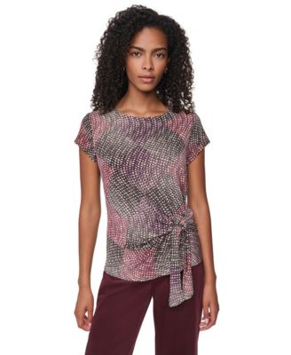 DKNY Women's Tie-Front Print Blouse