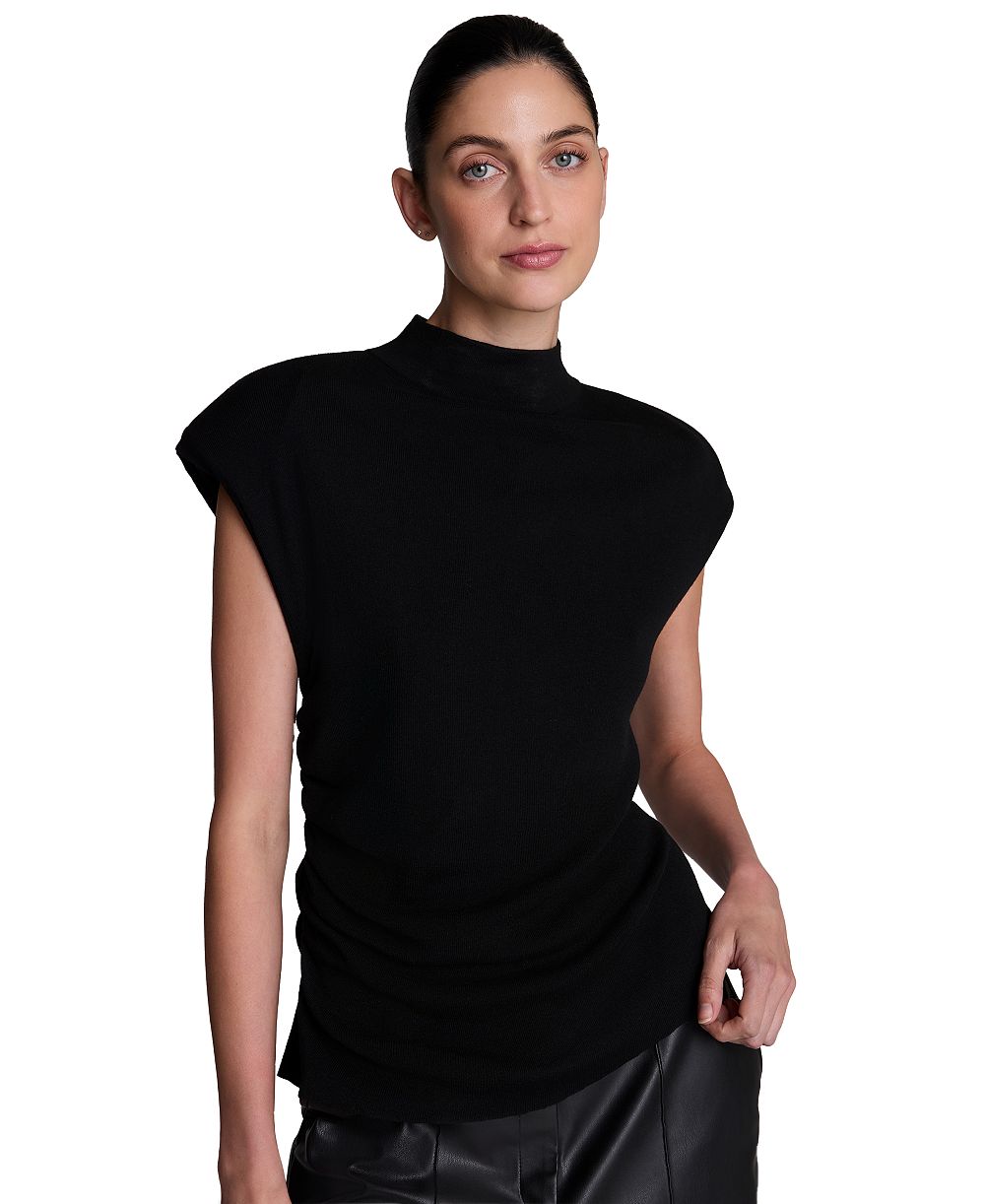 Kenneth Cole Women's Extended Shoulder Keyhole Back Mock Neck
