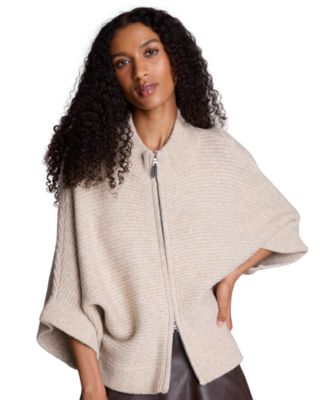 Kenneth Cole Women's Elbow Sleeve Doleman Zip-Up Cardigan