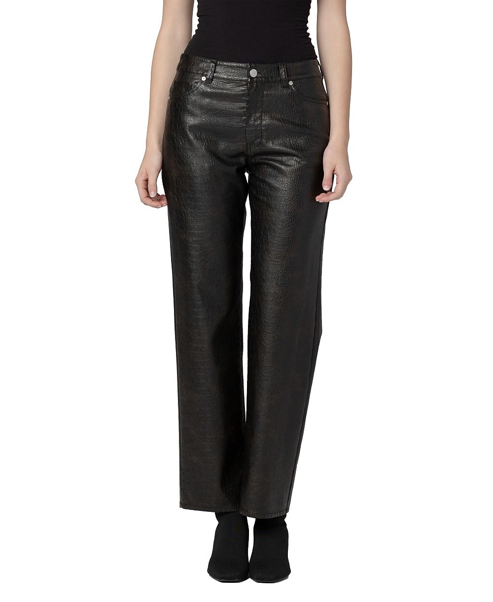 BLANK NYC Women's Crocodile Tears Crocodile-Embossed Mid-Rise Straight-Leg Pants
