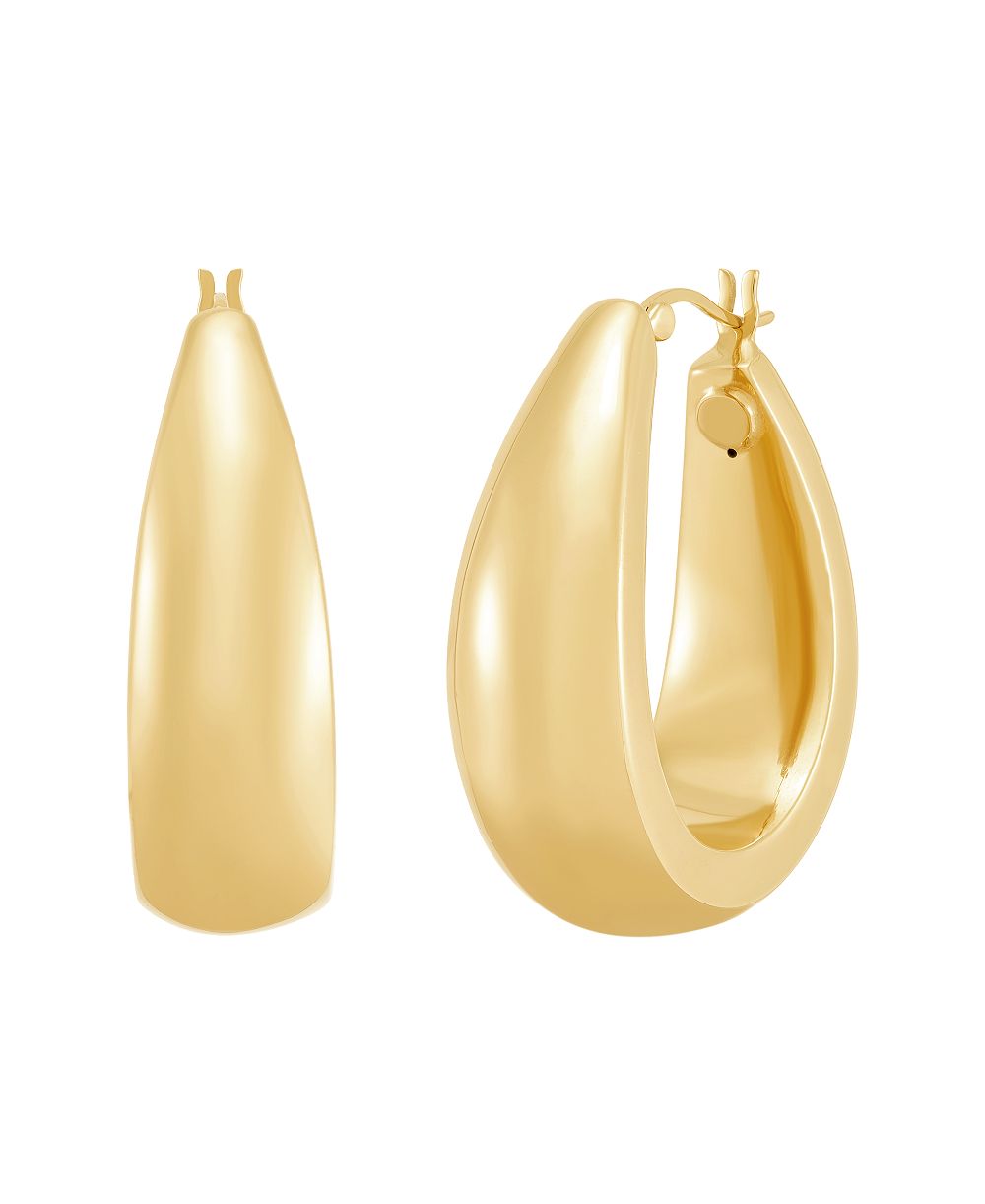 Серебряные серьги-кольцы Macy's овальной формы с полированным электроформированием из желтого золота 10 карат