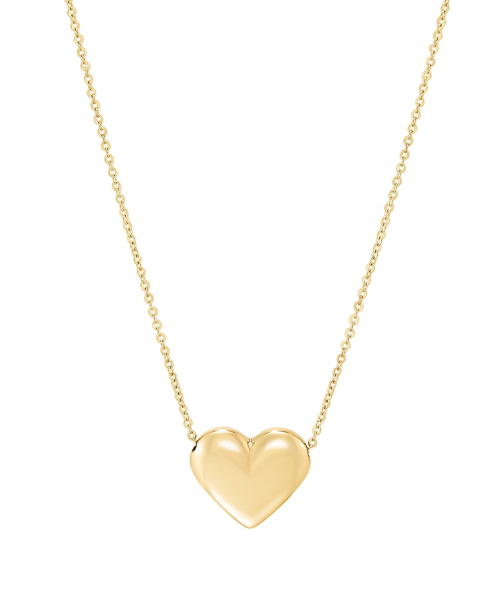 Macy's Polished Puff Heart 18" Pendant in 10k Yellow Gold