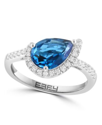 Кольцо EFFY Collection с голубым топазом и бриллиантами, 14k White Gold