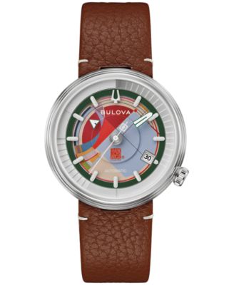 Часы Bulova Men's Limited Edition Automatic Frank Lloyd Wright David and Gladys Wright House, коричневый кожаный ремешок, 38mm