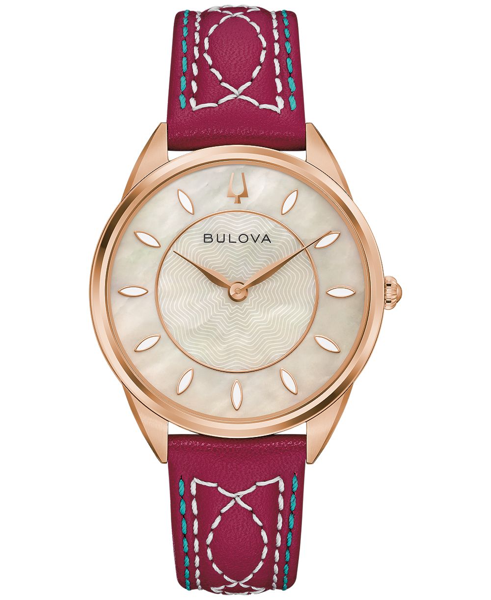 Женские часы Bulova Western Sutton с красным кожаным ремешком 34.5мм