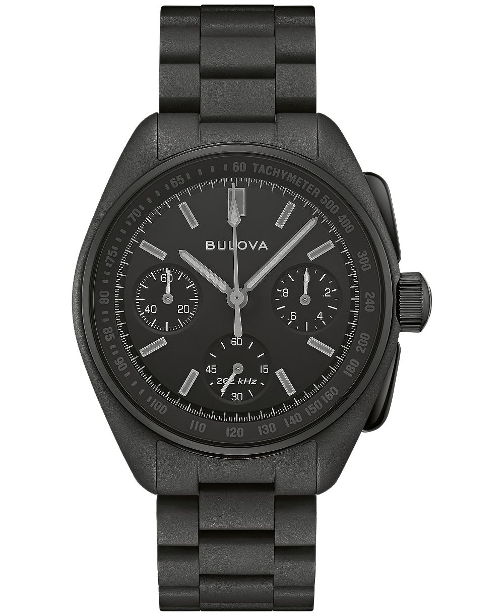 Bulova Men's Limited Edition Lunar Pilot "Black Hole" Black Stainless Steel Bracelet Watch 41.2mm
