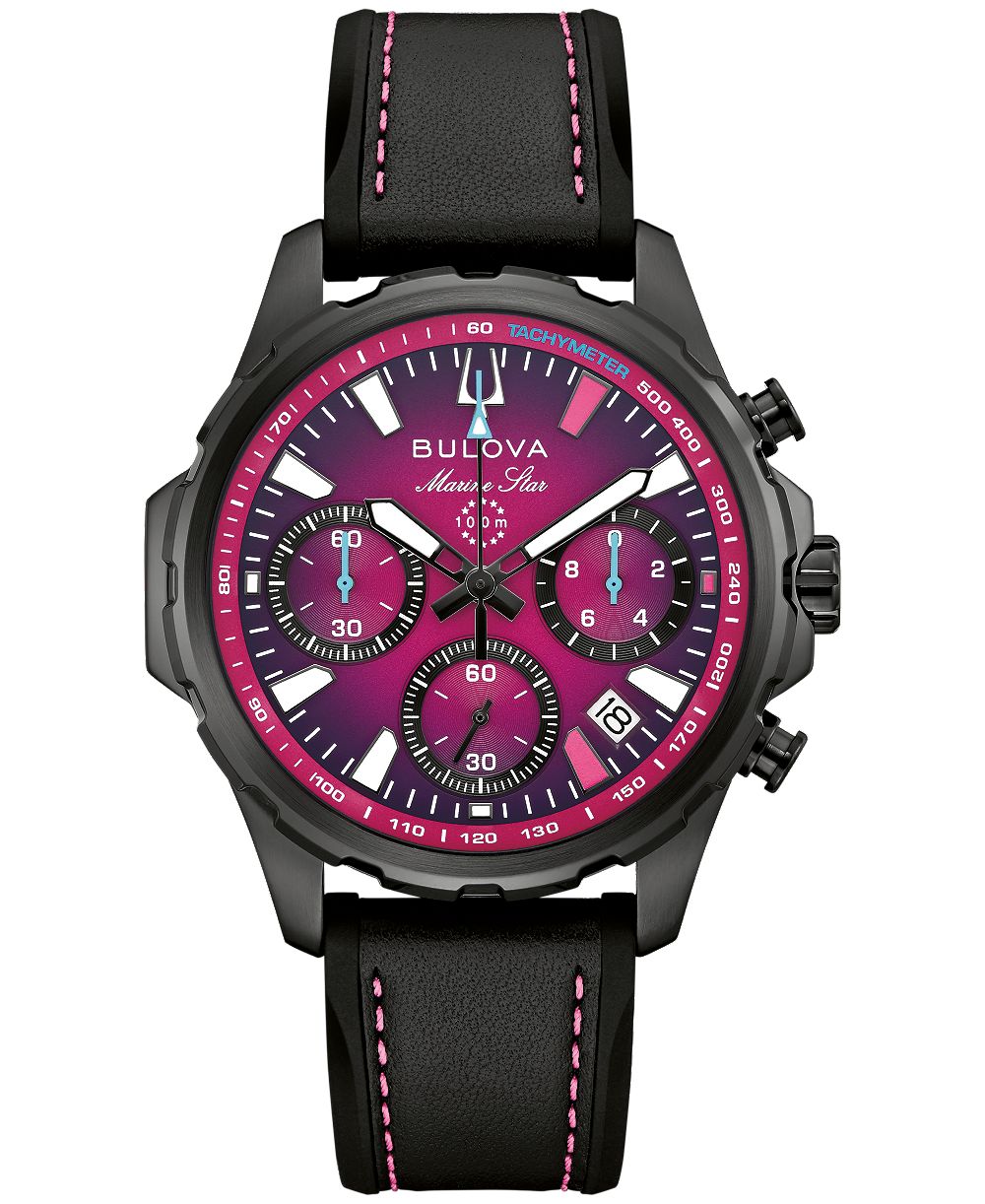 Мужские часы Bulova E1 Grand Prix Series B Black Leather and Silicone Rubber 41mm