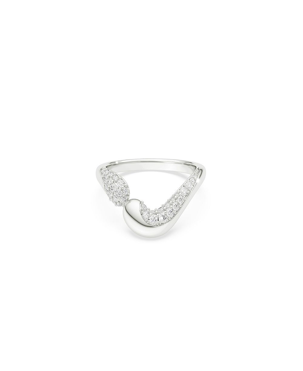 Серебряное кольцо Swarovski с позолотой и белыми кристаллами