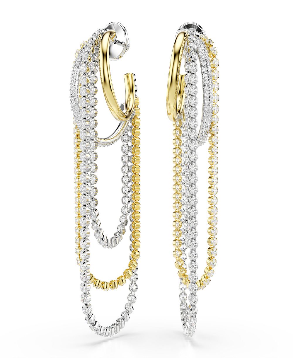 Swarovski Серьги с белыми кристаллами (золотистое и серебристое напыление)