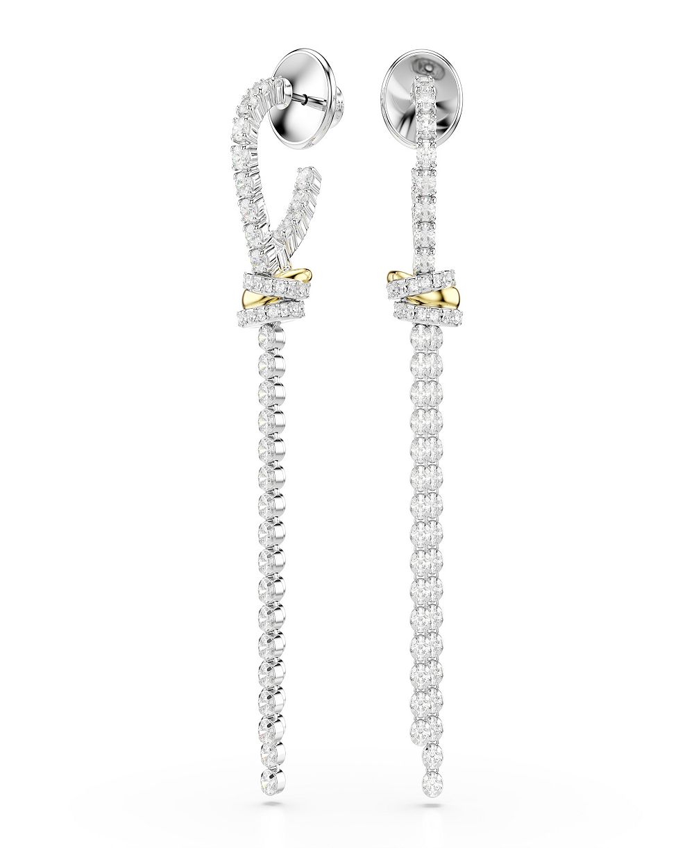 Swarovski Серьги с белыми кристаллами, позолоченное серебро