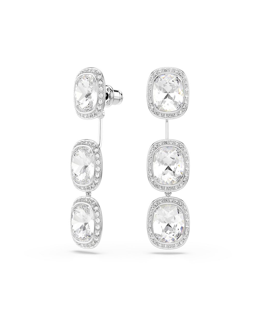 Серьги Swarovski с белыми кристаллами и серебряным напылением