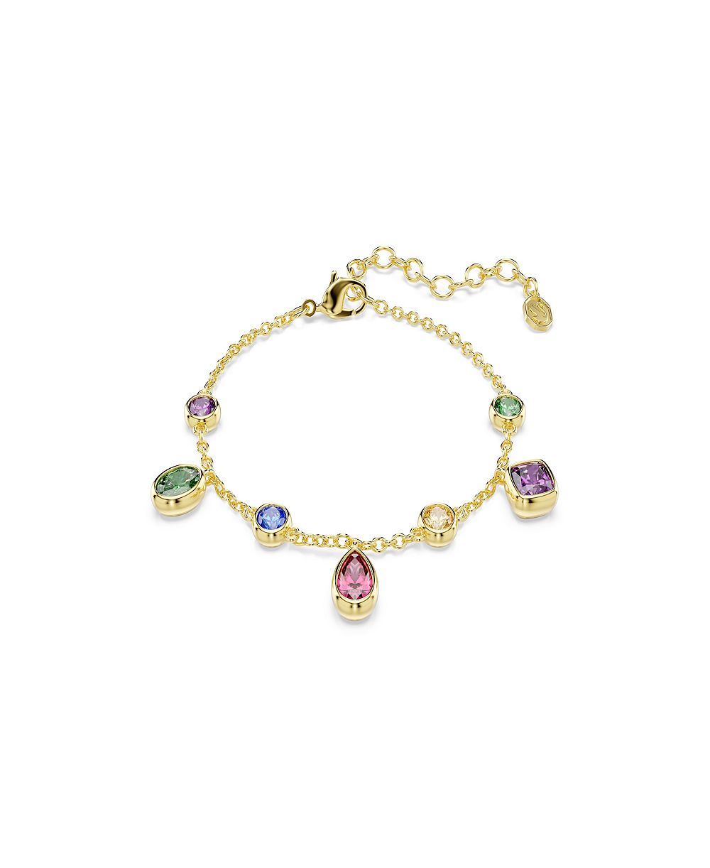 Б吃饭吃饭吃饭ка Swarovski Multicolored Crystals Bracelet Gold- ಗೋ吃饭吃饭ка