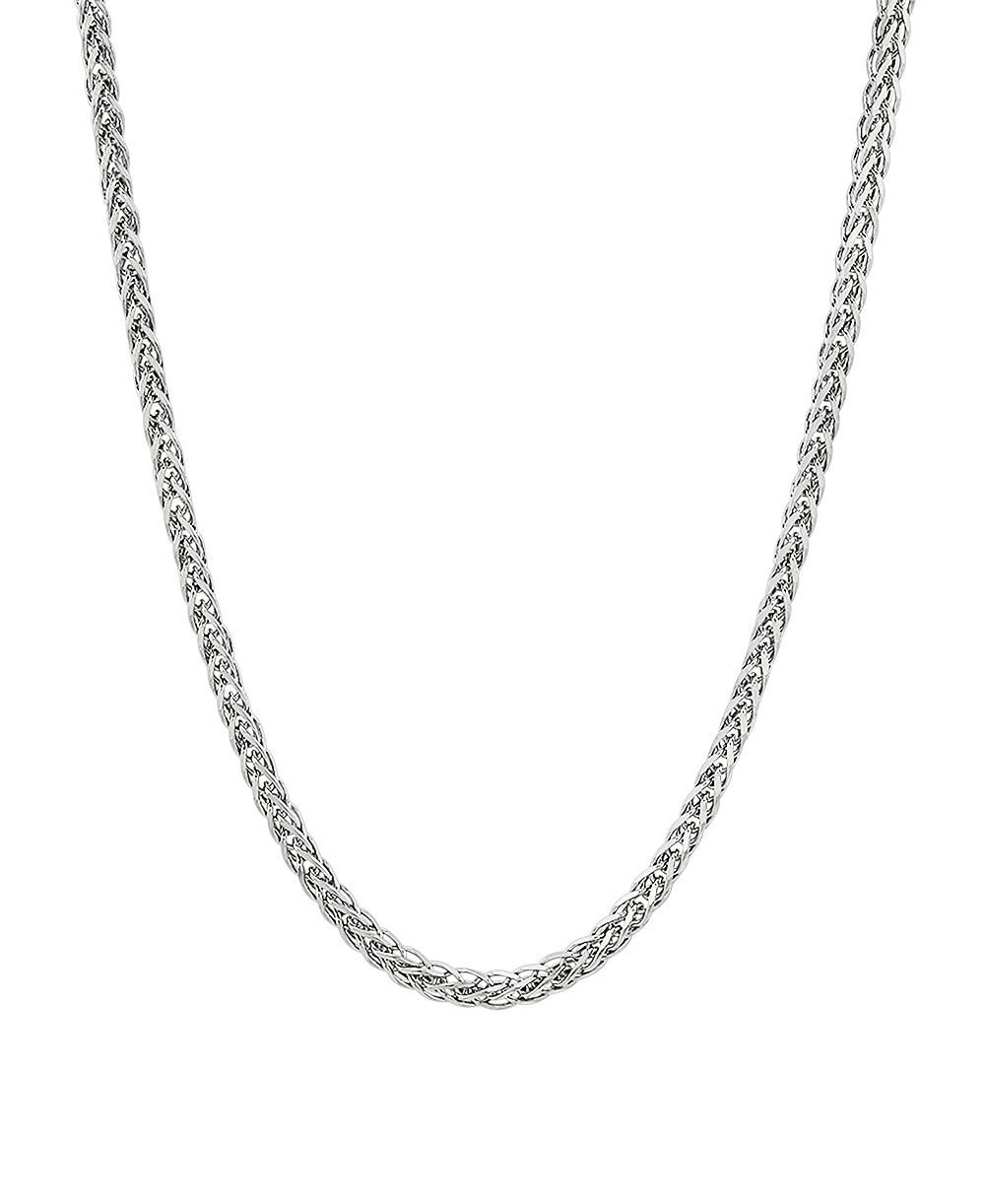 Italian Silver Solid Wheat Chain Necklace in Sterling Silver