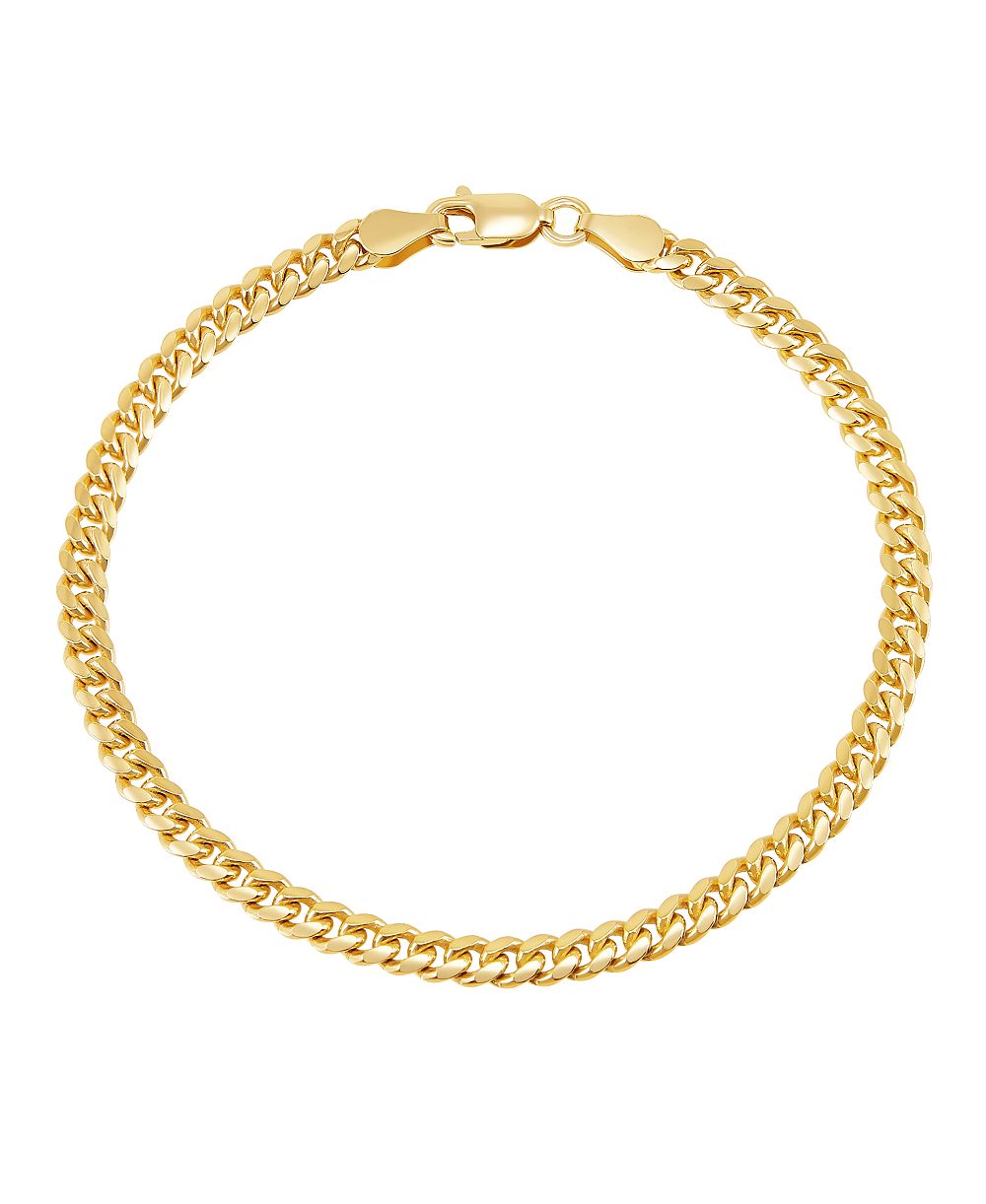 Italian Silver Браслет Cuban Chain из стерлингового серебра с напылением 18k Gold-Plated
