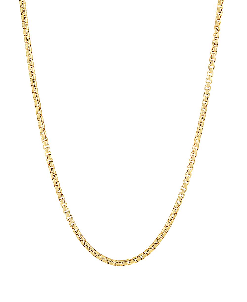Italian Silver Solid Box Chain Necklace in 18k Gold-Plated Sterling Silver