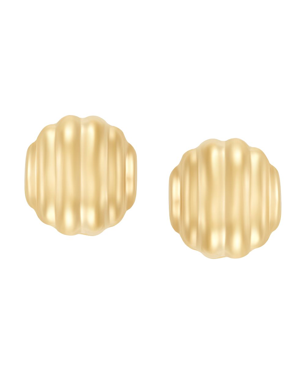 Серьги-гвоздики Ribbed Ball из желтого золота 10k