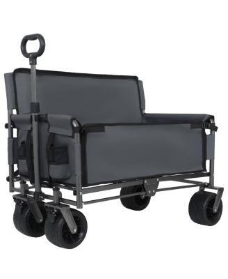 Streamdale Furniture 3-in-1 Convertible Folding Wagon Cart with Bench Seat - 500lbs Capacity