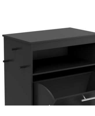 RUIE Pet Feeder Storage Cabinet with Raised Bowls and Food Compartment