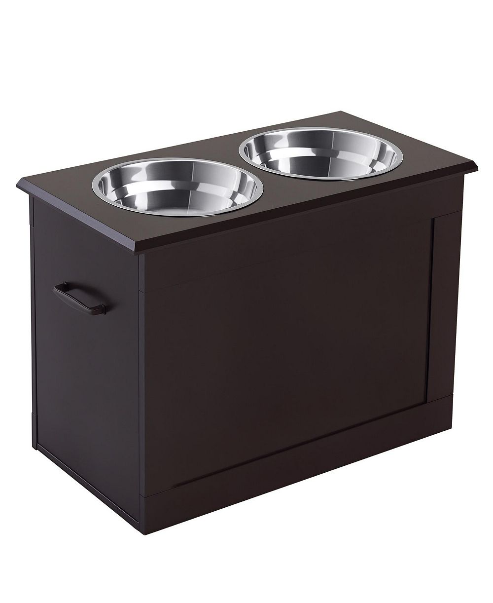 RUIE Raised Dog Feeding Storage Station with 2 Bowls for Large Pets