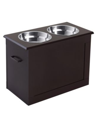 RUIE Raised Dog Feeding Storage Station with 2 Bowls for Large Pets