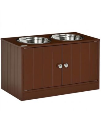 RUIE Elevated Dog Bowls Stand with Storage Cabinet and Magnetic Doors