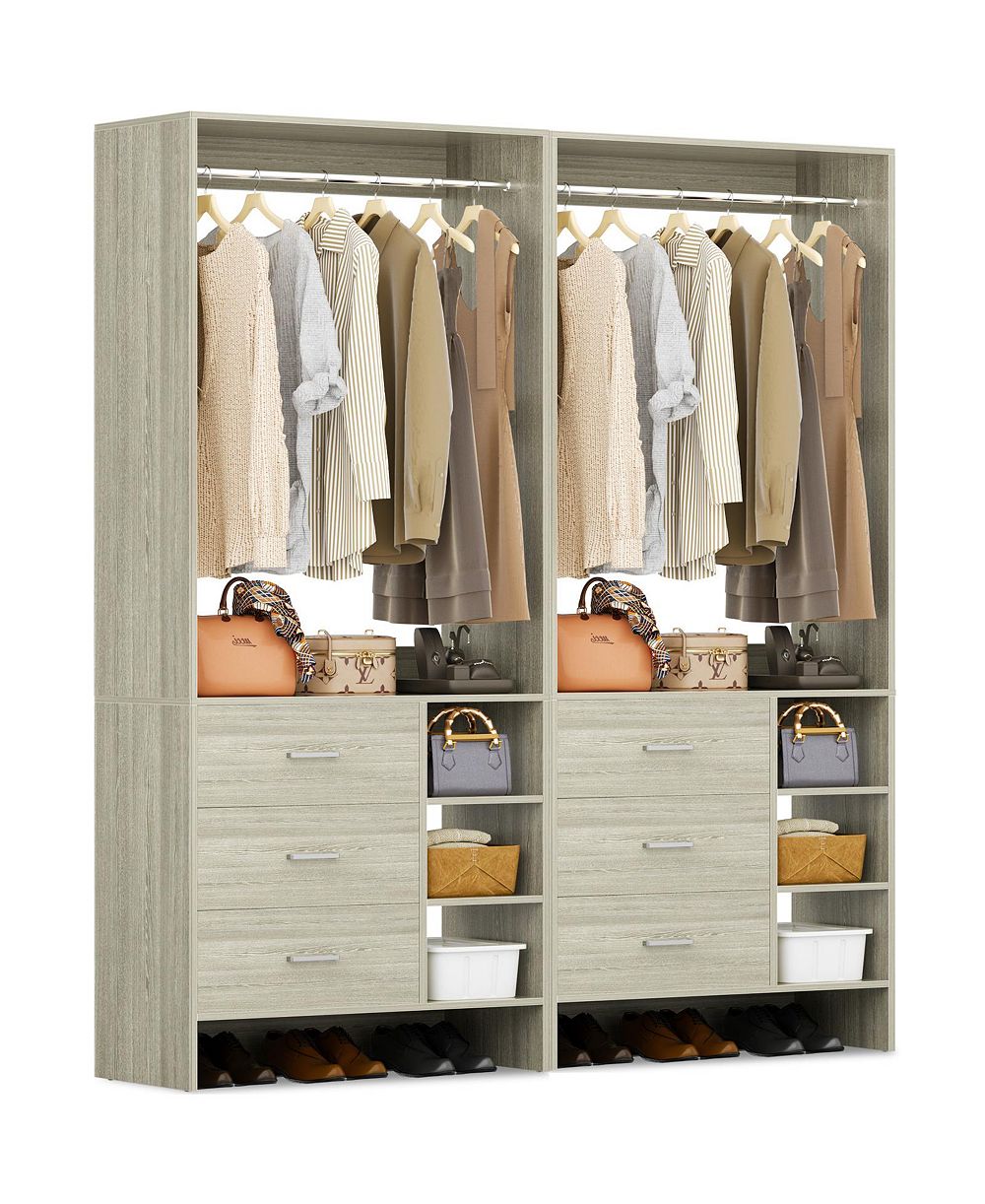 Aheaplus 30'' Set of 2 Closet Organizer with Wooden Drawers