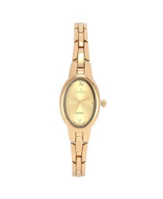 Женские часы Peugeot 30x25mm Oval Dial Link Bracelet с позолотой 14K
