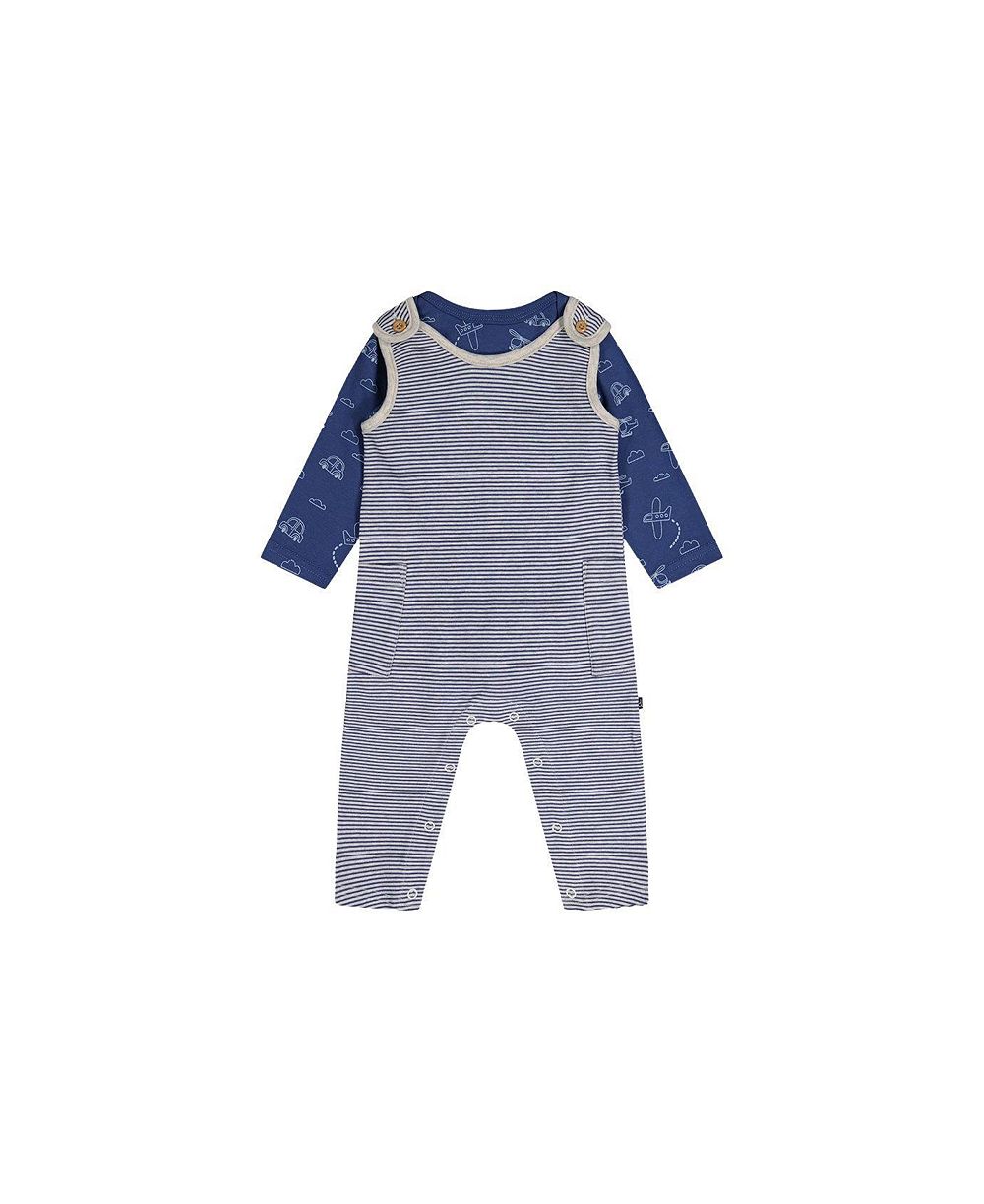 Детский комплект Deux par Deux для мальчика (3-24 месяца): боди из хлопка с комбинезоном, принт с транспортом