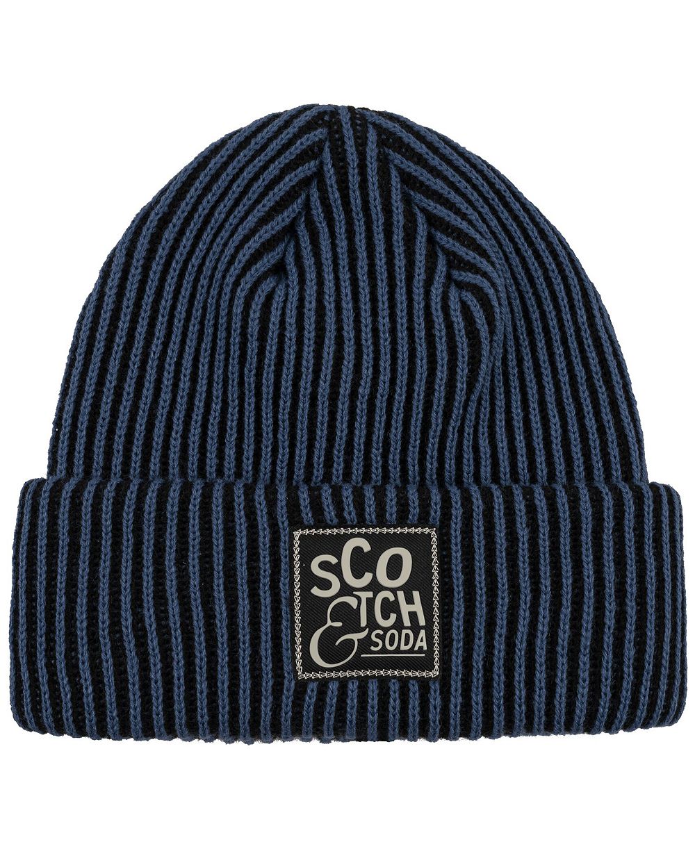 Мужская вязаная шапка-бини SCOTCH & SODA с двойным манжетом в двух тонах