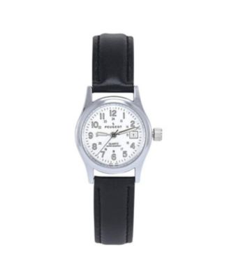 Peugeot Women s Silver Dial Nurses Sport Calendar Wristwatch Easy Reader with Black Band