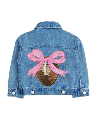 Sweet Wink Big Girls (5-8) Football Sequin Patch Denim Jacket