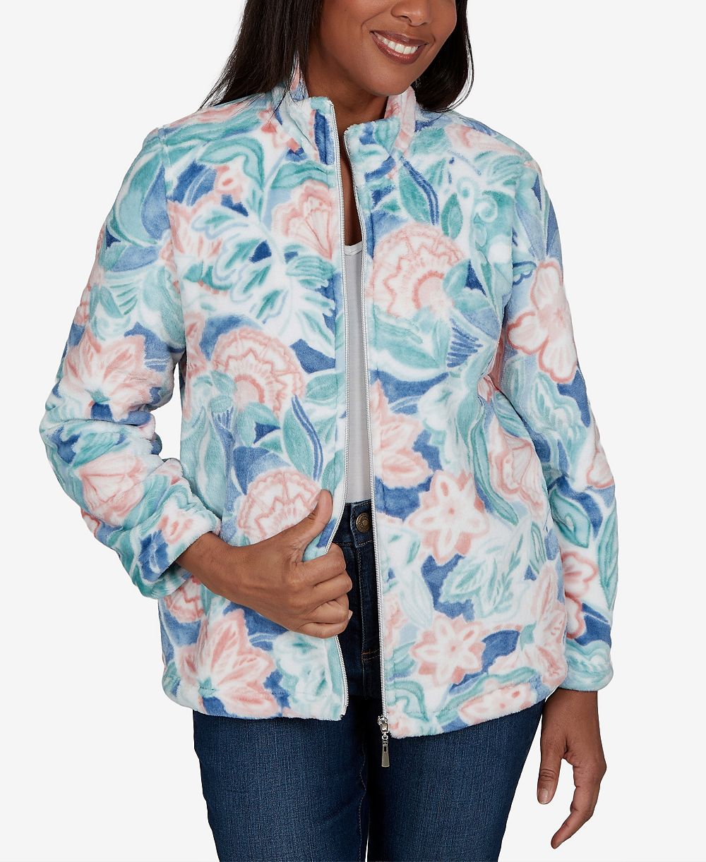 Alfred Dunner Petite Floral Fleece куртка