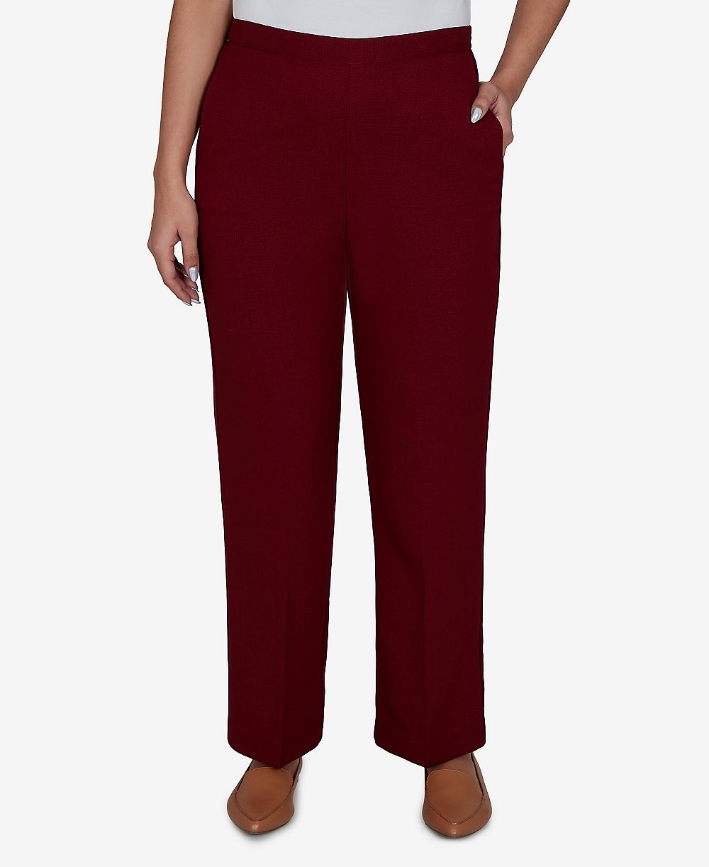Alfred Dunner Petite Union Square Pull-On Mid-Rise Straight Leg Pants