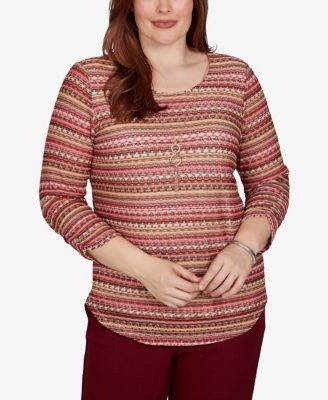Alfred Dunner Petite укороченный топ с рукавом 3/4 и ожерельем