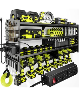 XDOVET Power Tool Organizer Wall Mount Charging Station Metal Rack Drill Holder Utility Strip