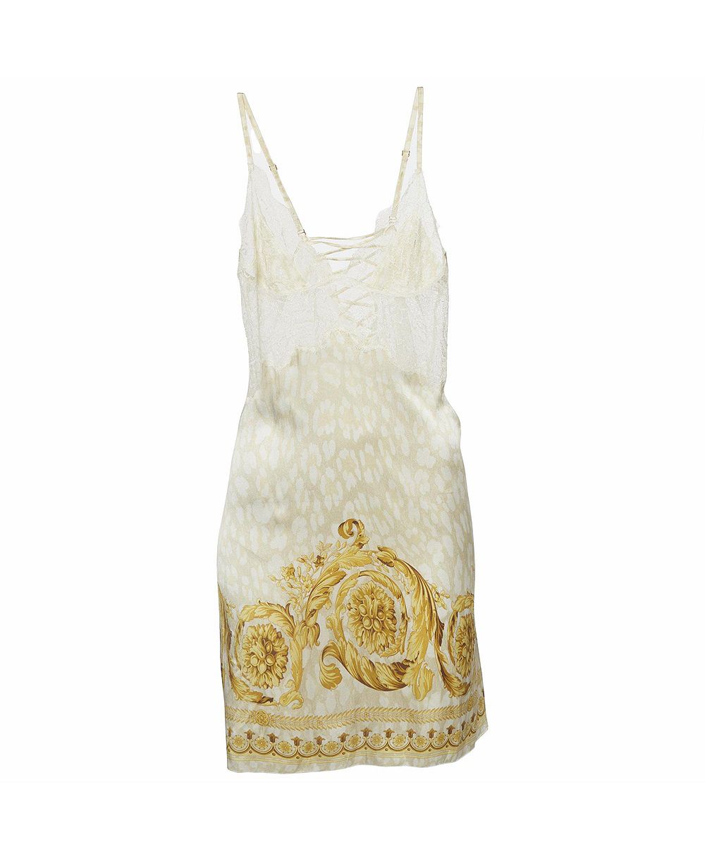 Pre-Owned Versace Женская шелковая майка с кружевом Baroque