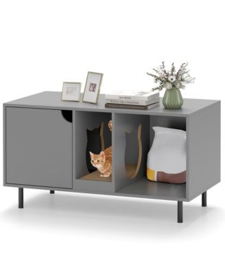 RUIE Cat Litter Box Enclosure Hidden Washroom with Detachable Scratching Board