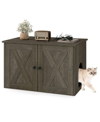 RUIE Hidden Cat Litter Box Enclosure End Table with Removable Divider