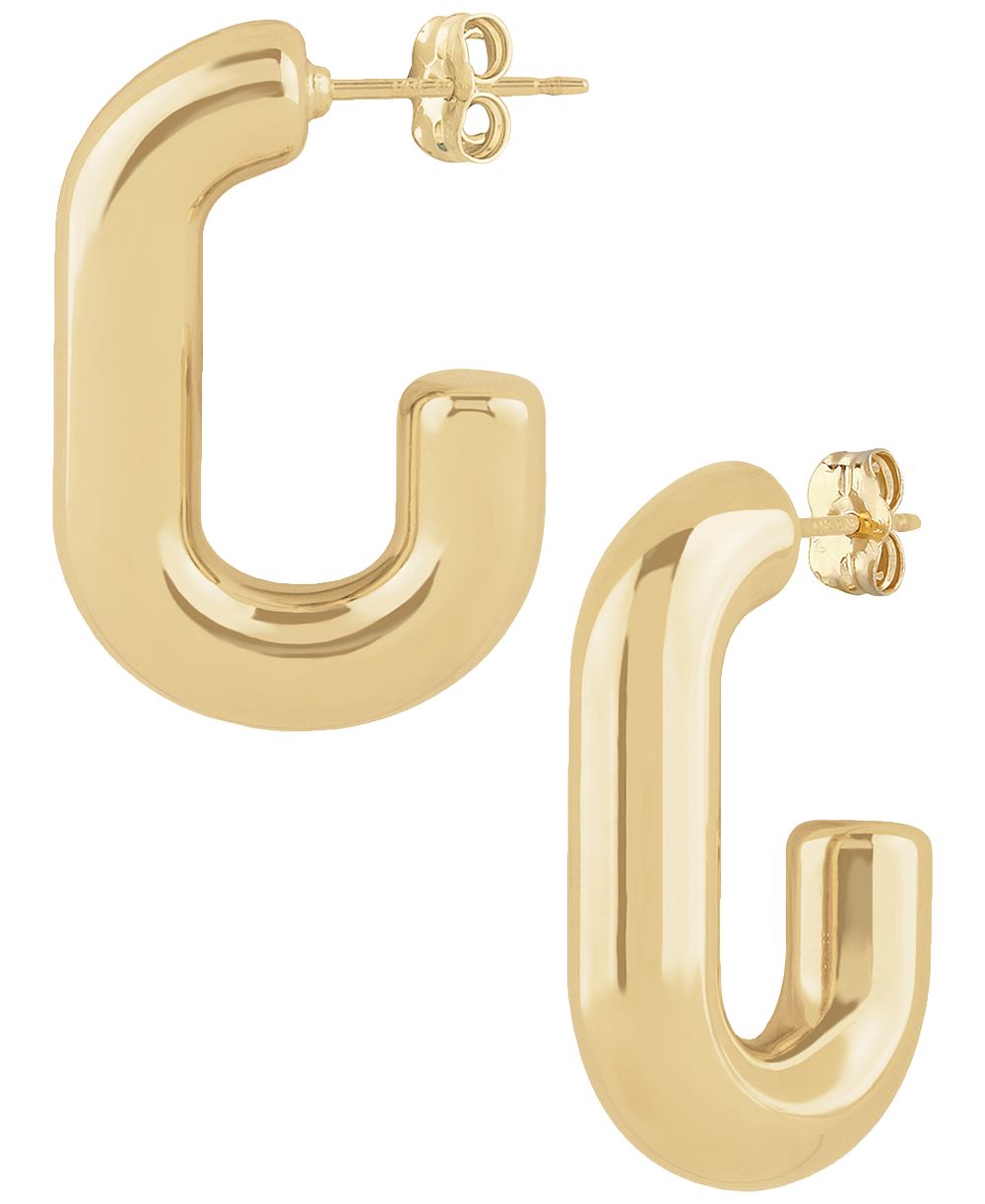 Серьги-кольца Macy's Sculptured Oval Tube J, в желтом золоте 14k