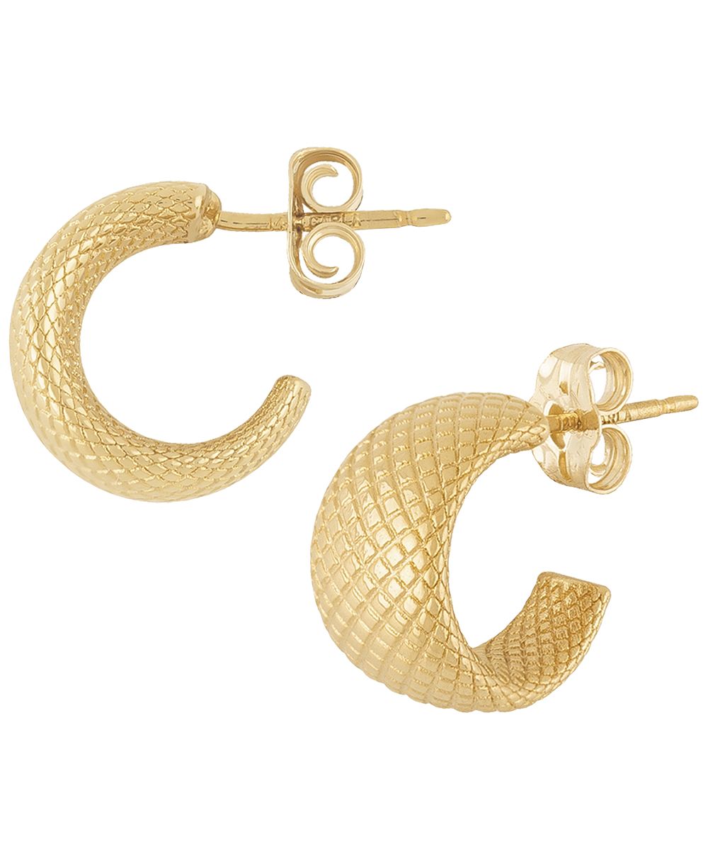 Macy's Скульптурные плоские серьги-кольца X-Small с гранями в 14-каратном желтом золоте