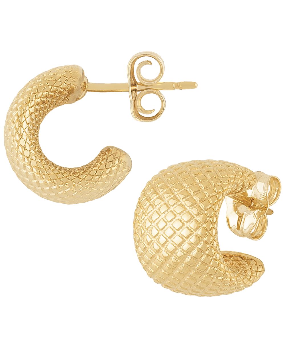 Серьги-кольца Macy's Sculptured Faceted Bold Band из желтого золота 14k