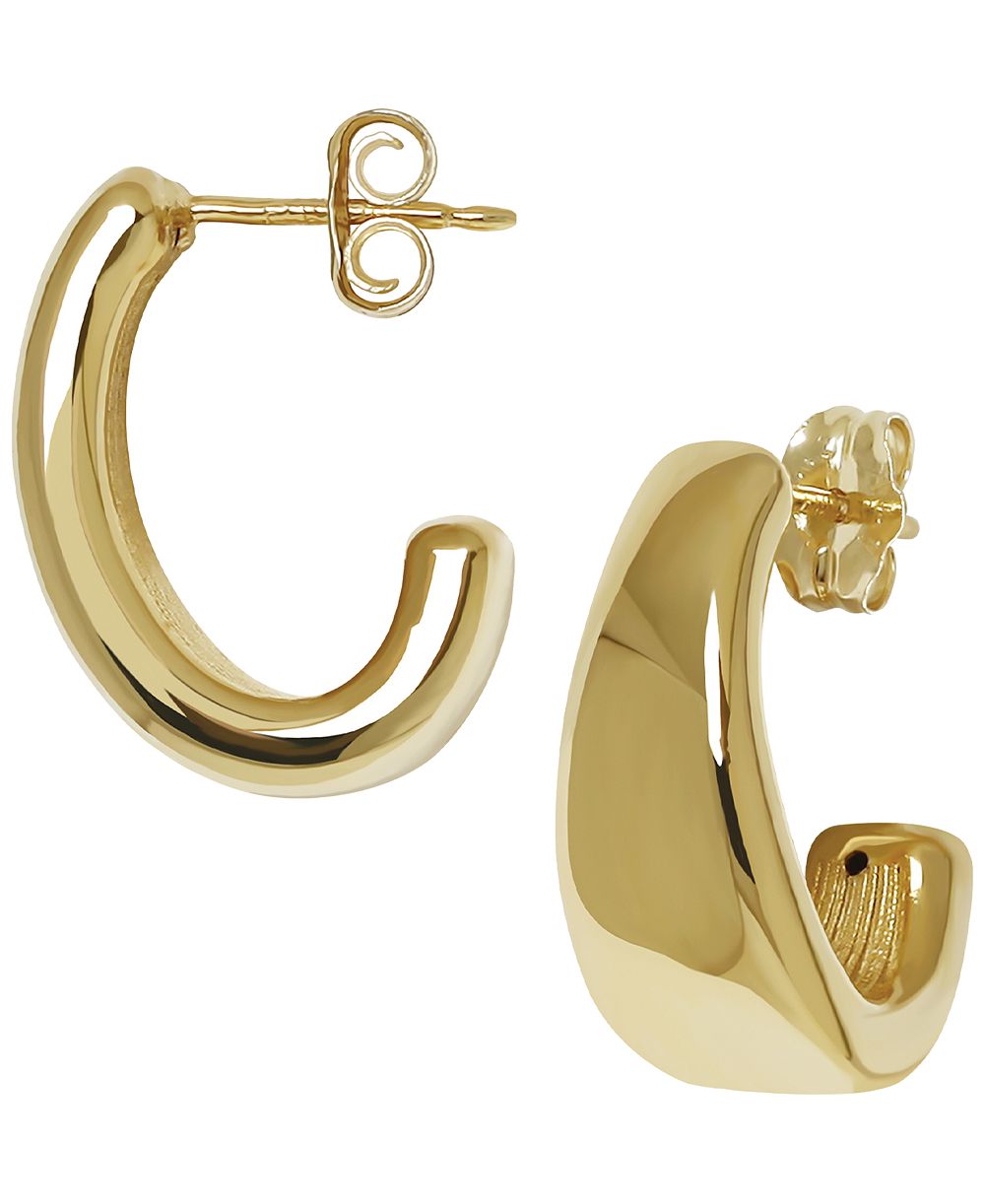 Серьги-кольца Macy's Sculptured Large J, 14k желтое золото