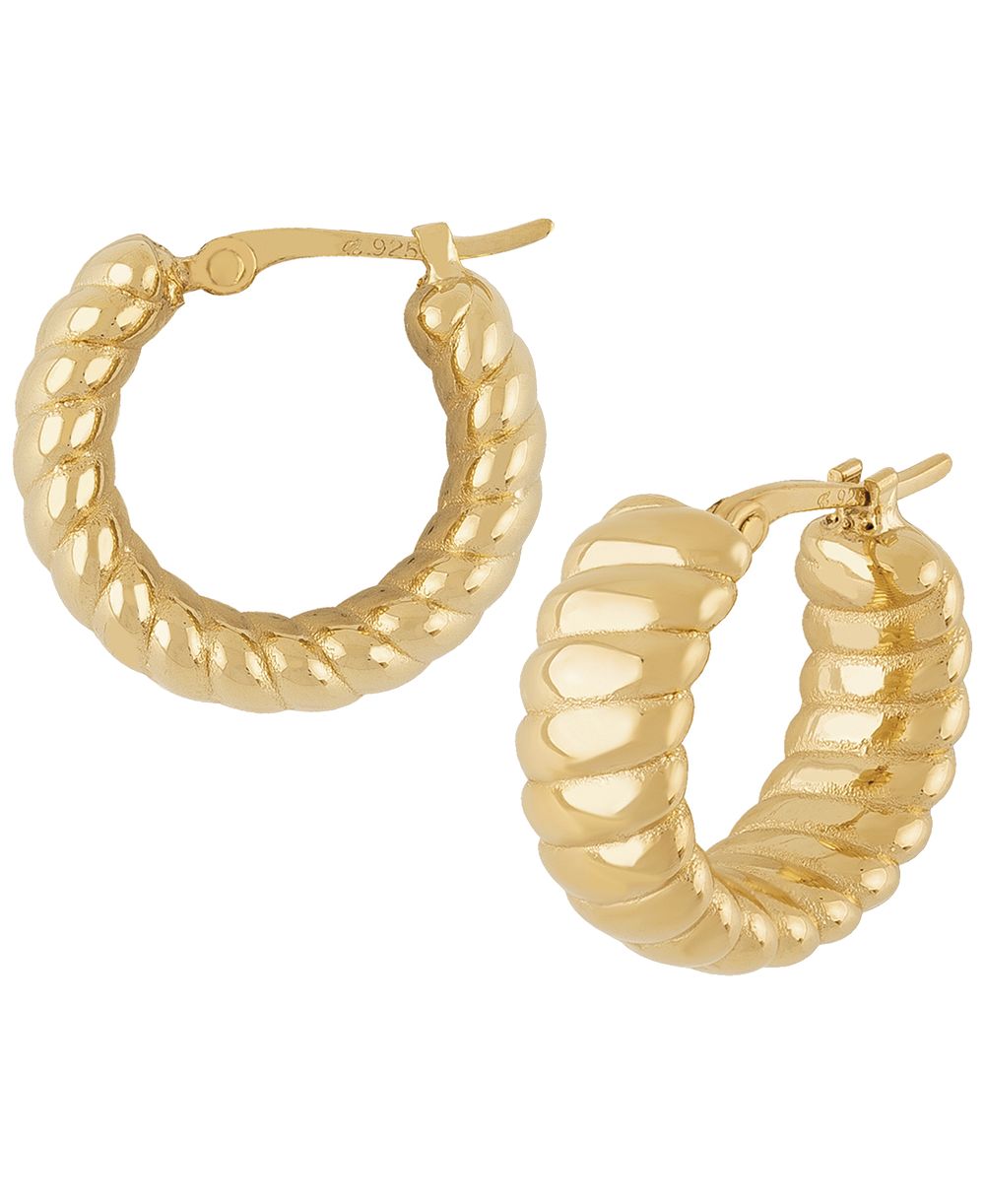 Серьги Sculptured Wide Shrimp из желтого золота 14k