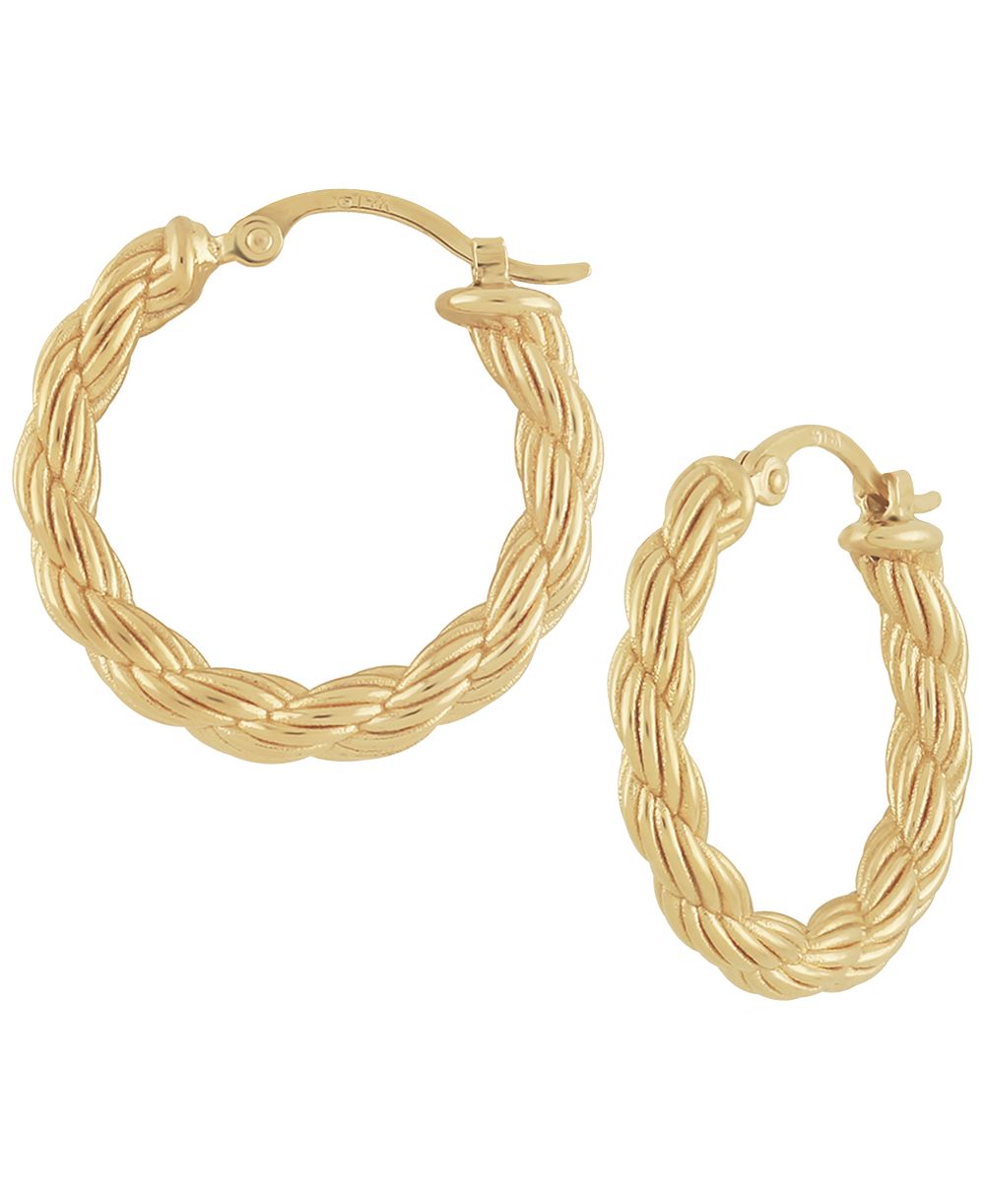 Серьги-кольца Macy's Sculptured Rope Chain из желтого золота 14k