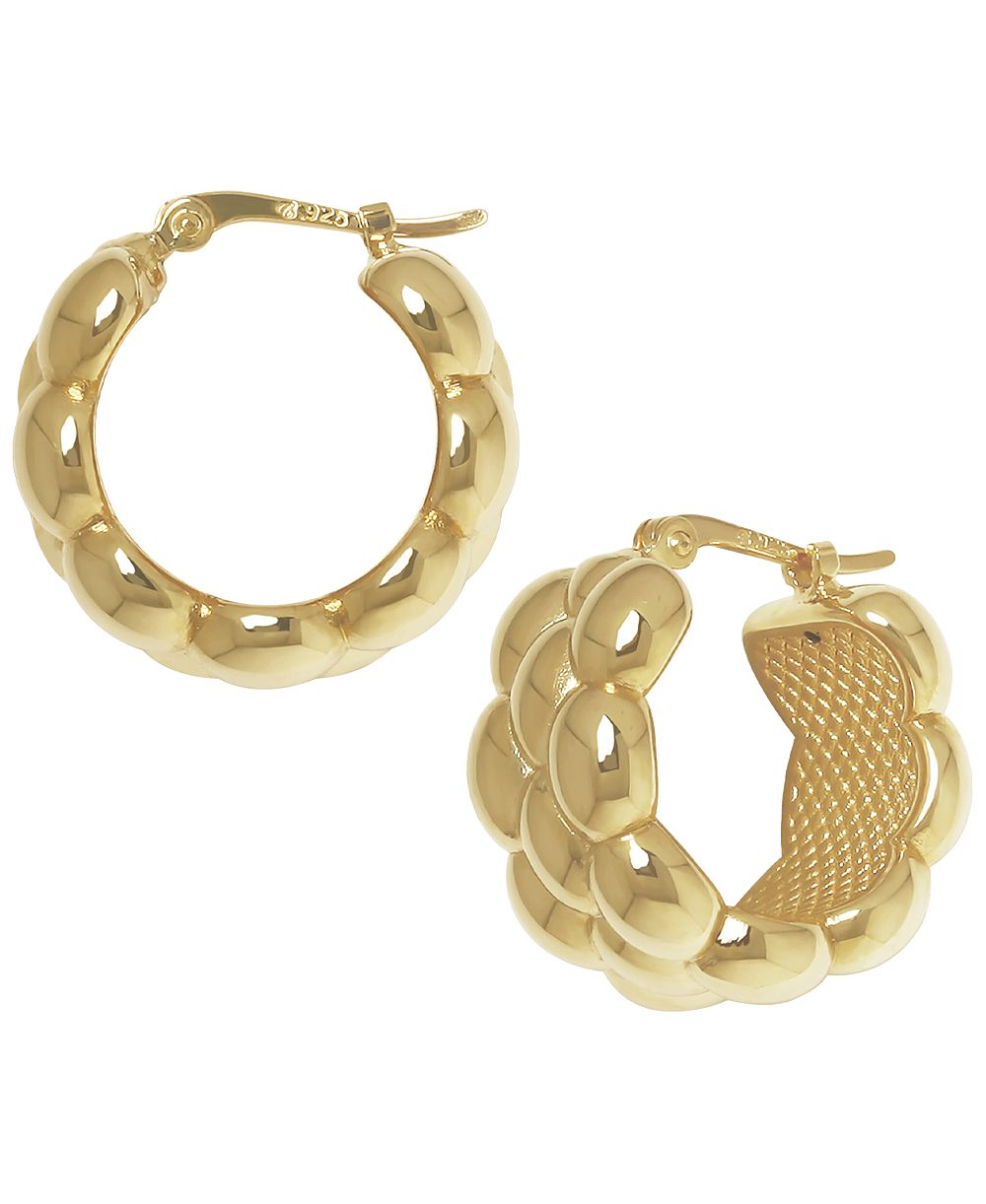Серьги-кольца Macy's Sculptured Wide Multi-Beaded из желтого золота 14k