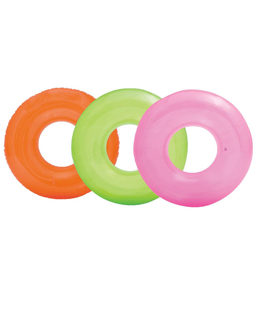 Надувной круг-плот Intex 59260EP Colorful Transparent для плавания на пляже