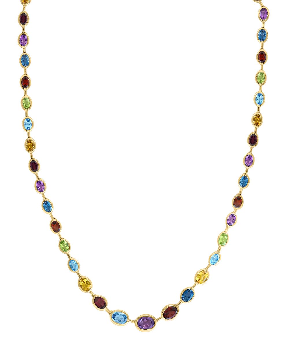 EFFY Collection Ожерелье с разноцветными драгоценными камнями, 14k желтое золото поверх стерлингового серебра